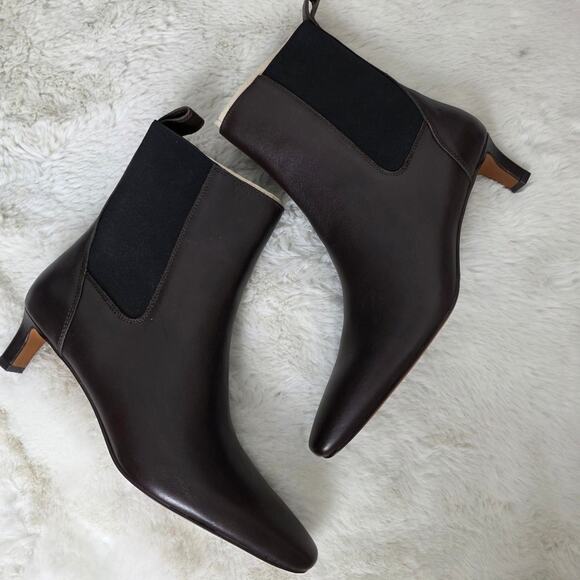 NEW Madewell The Dimes Chelsea Dark Brown Leather Ankle Booties Turkish Coffee 9 - Picture 4 of 12